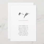 Carte Chic Simple Moderne Script Alphabétique Siège O-P (Devant / Derrière)