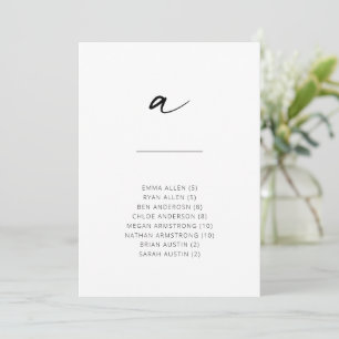 Carte Chic + Simple Script Moderne Siège Alphabétique A