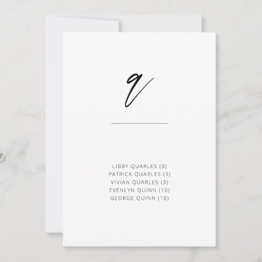 Carte Chic + Simple Script Moderne Siège Alphabétique Q (Devant)