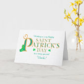 Carte Chic St Patrick's Greeting pour oncle Shamrock (Fleur jaune)
