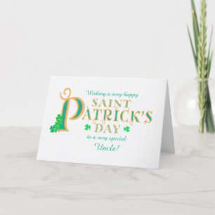 Carte Chic St Patrick's Greeting pour oncle Shamrock