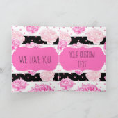 Carte Chic Stripes Rose Floral Aquarelle Joyeux Annivers (Intérieur)