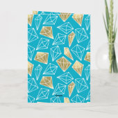 Carte Chic Turquoise Aqua Blue Gold Diamonds (Dos)