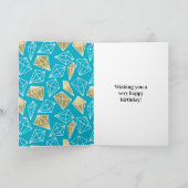 Carte Chic Turquoise Aqua Blue Gold Diamonds (Intérieur)