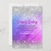 Carte Chic violet faux argent parties scintillant Noël n (Devant)