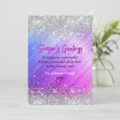 Carte Chic violet faux argent parties scintillant Noël n (Debout devant)