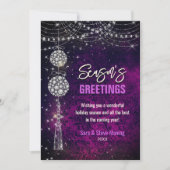 Carte Chic violet ornements parties scintillant Noël nou (Devant)