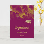 Carte Chic Violet Rouge or Abstrait Graduation (Fleur jaune)