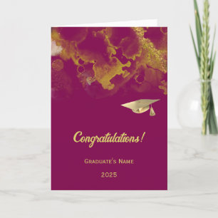 Carte Chic Violet Rouge or Abstrait Graduation