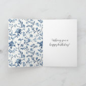 Carte Chic White Blue Floral Birthday (Intérieur)