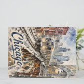 Carte Chicago El Train in the Winter Snow (Debout devant)