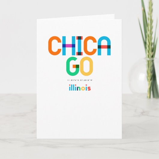 Carte Chicago Illinois Mid Century, Pop Art, (Devant)