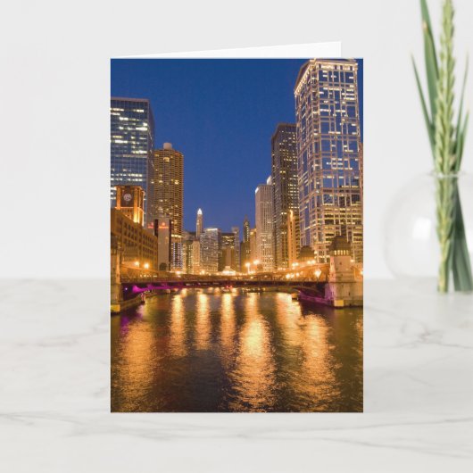Carte Chicago, Illinois, Skyline et Chicago River (Devant)