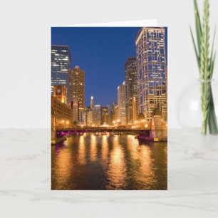 Carte Chicago, Illinois, Skyline et rivière Chicago à