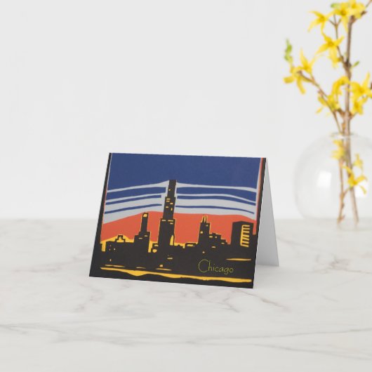 Carte Chicago Skyline (Fleur jaune)