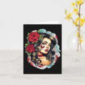 Carte Chicano Chicana La Raza Barrio Tatouage Art Décès (Fleur jaune)