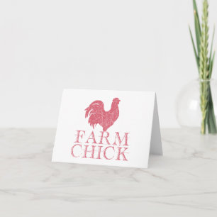 Carte Chick de la ferme rouge avec le coq BLANC