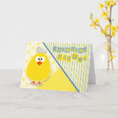 Carte Chick de Pâques en bleu et jaune pour enfants (Fleur jaune)