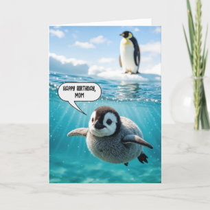 Carte Chick de pingouin pour l'anniversaire de maman