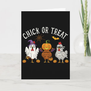 Carte Chick Or Treat Drôle de costume de poulet d'Hallow