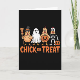 Carte Chick Or Treat Drôle de costume de poulet d'Hallow
