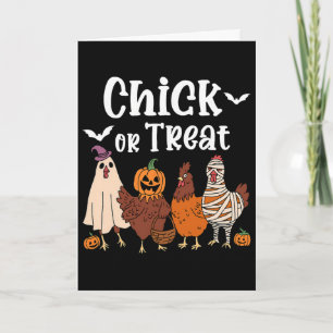 Carte Chick Or Treat Drôle Épouvantail Poule Halloween F