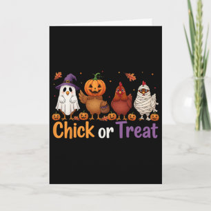 Carte Chick Or Treat Sorcière Halloween Poulet effrayant