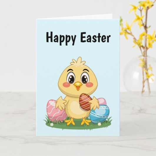 Carte Chick Pâques mignon (Fleur jaune)