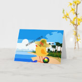 Carte Chick retraité...Amusant sur la plage (Fleur jaune)