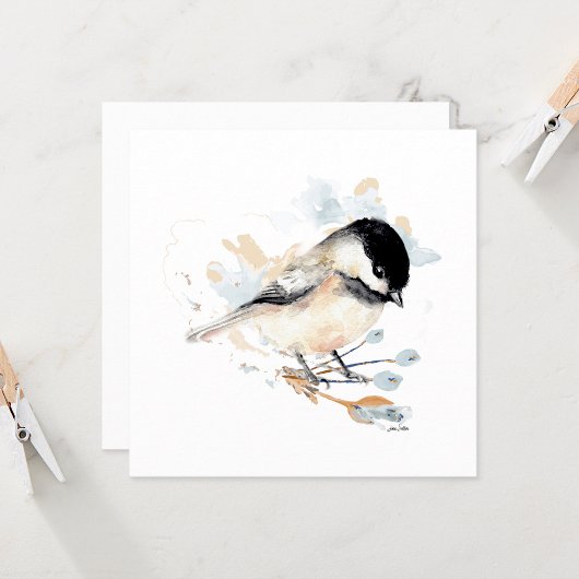 Carte Chickadee Aquarelle Oiseau Art