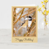 Carte Chickadee au plafond noir - Photo originale (Fleur jaune)