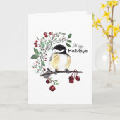 Carte Chickadee Joyeuses Fêtes (Fleur jaune)