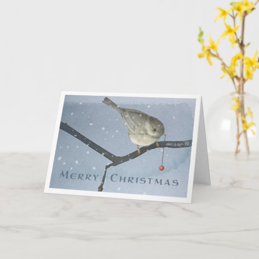 Carte Chickadee Noël hiver (Fleur jaune)