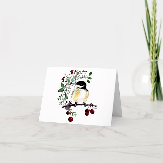 Carte Chickadee Watercolor Charming Note Card