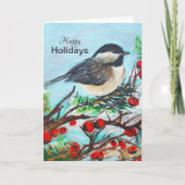 Carte Chickadee Winter Happy Holidays Card (Devant)