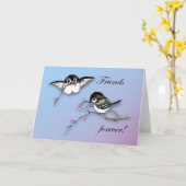 Carte Chickadees Cute Amis Forever (Fleur jaune)