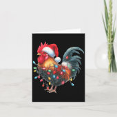 Carte Chicken Christmas Lights Funny Santa Hat Merry Xma (Devant)