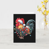 Carte Chicken Christmas Lights Funny Santa Hat Merry Xma (Fleur jaune)
