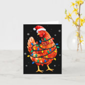 Carte Chicken Christmas Tree Lights Farm Animal Santa Xm (Fleur jaune)