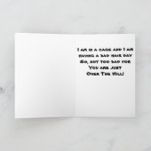 CARTE CHICKEN DIT-DANS UNE CAGE / MAUVAIS JOUR DE CHEVEU (Intérieur)