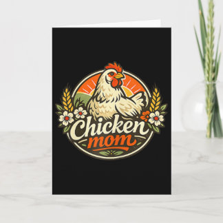 Carte Chicken Mom Vintage Crest Illustration 