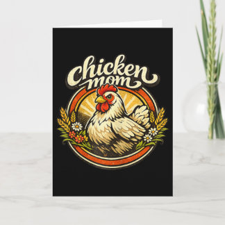Carte Chicken Mom Vintage Crest Illustration _1 