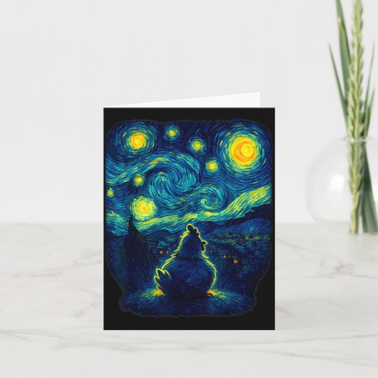 Carte Chicken Starry Funny Night Van Gogh Farm Lover Gir (Devant)