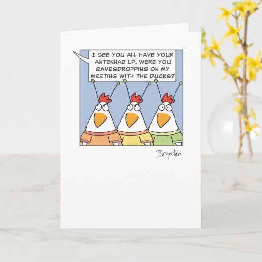 CARTE CHICKENS EAVESDROPPING (Fleur jaune)