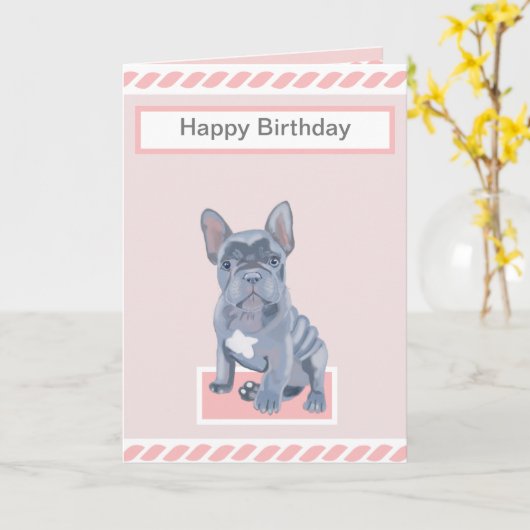 Carte Chien à Chien à Chien à Chien Bleu (Fleur jaune)