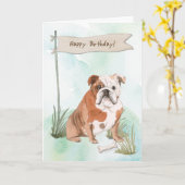 Carte Chien à chien de taureau anglais sous signe d'anni (Fleur jaune)