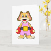 Carte Chien à la boxe avec des gants de boxe (Fleur jaune)