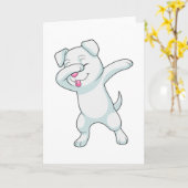 Carte Chien à la danse hip hop Dab (Fleur jaune)