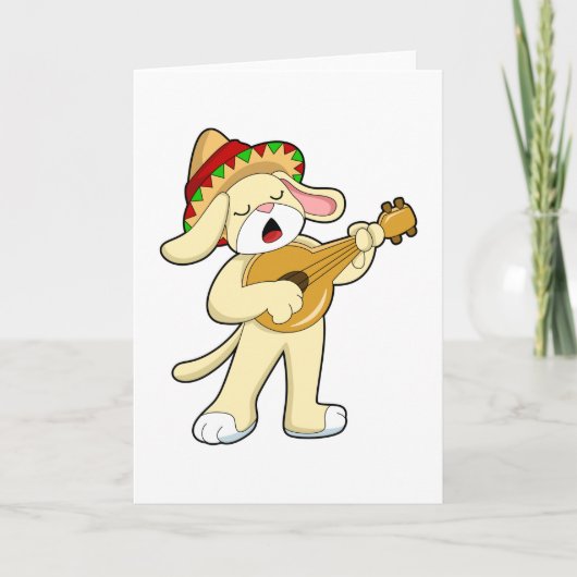 Carte Chien à la musique avec guitare (Devant)