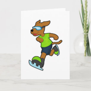 Carte Chien à Patinage sur glace avec lunettes